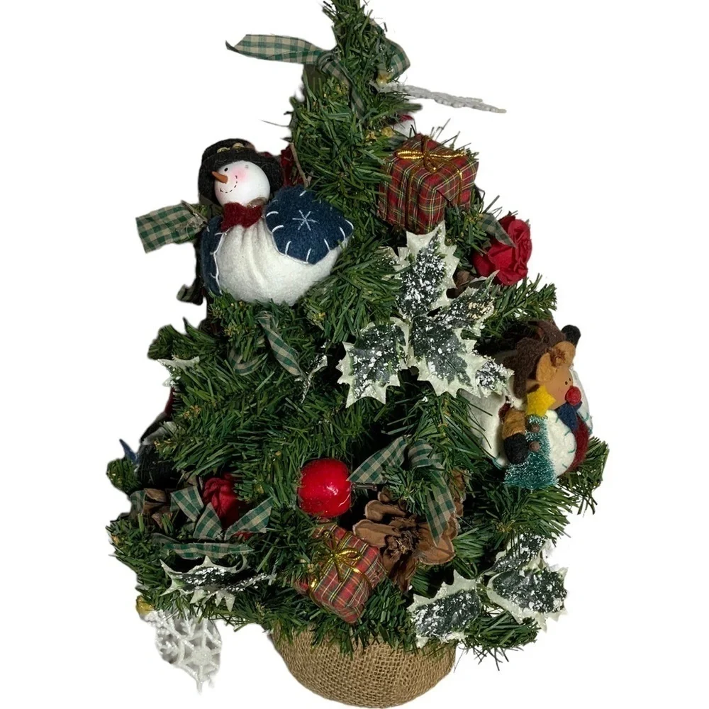 Christmas Tree Old World Vintage Hand Made Tabletop Vintage Decorated 21 inches